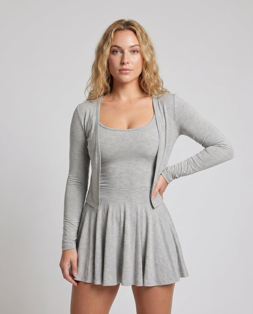 Women’s player dress with long sleeves and playful cut - upper body view
