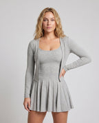 Women’s player dress with long sleeves and playful cut - upper body view