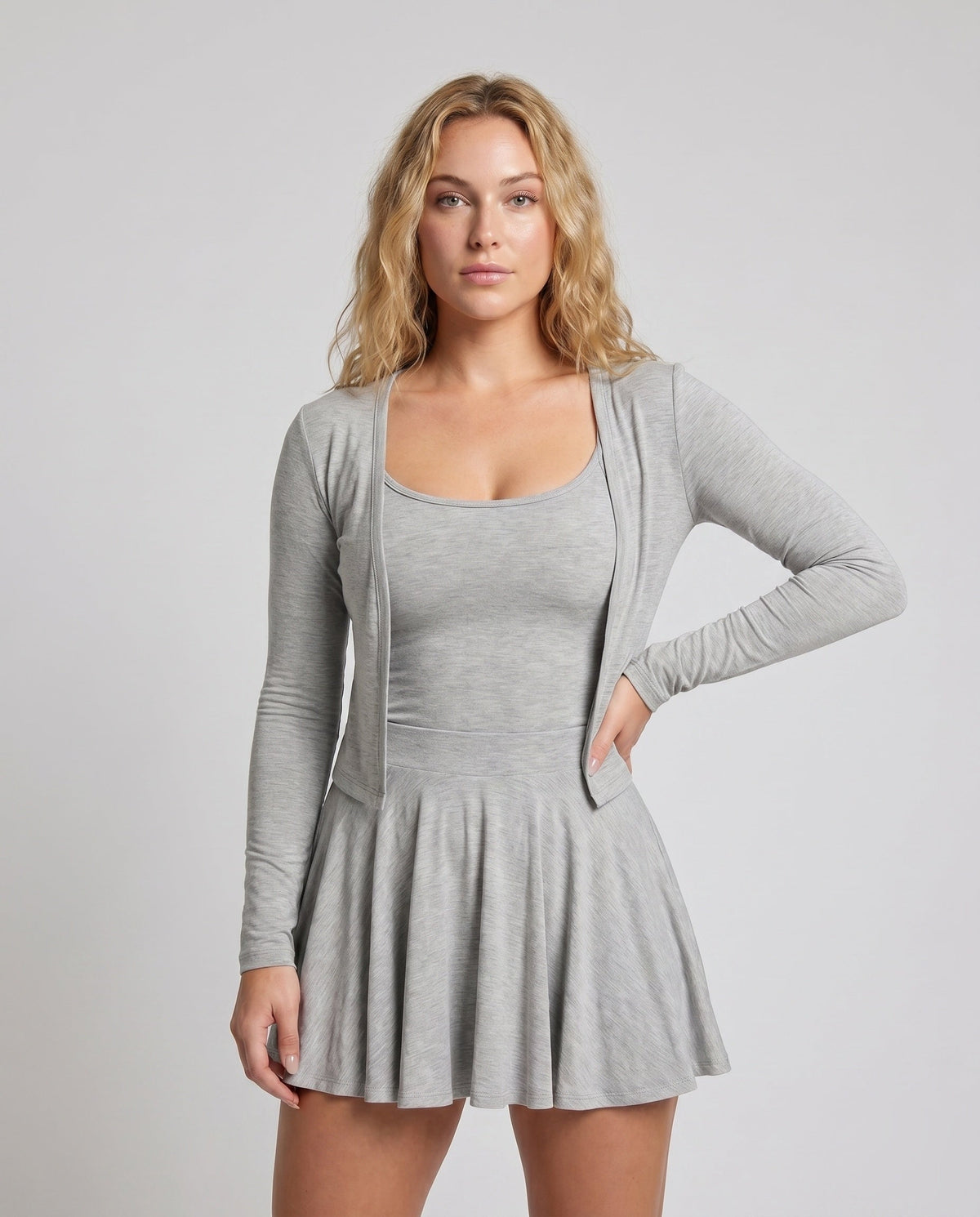 Women’s player dress with long sleeves and playful cut - upper body view