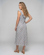 Women's Summer Chiffon Dress with Ruffle Details and Elegant V-Neck - back view
