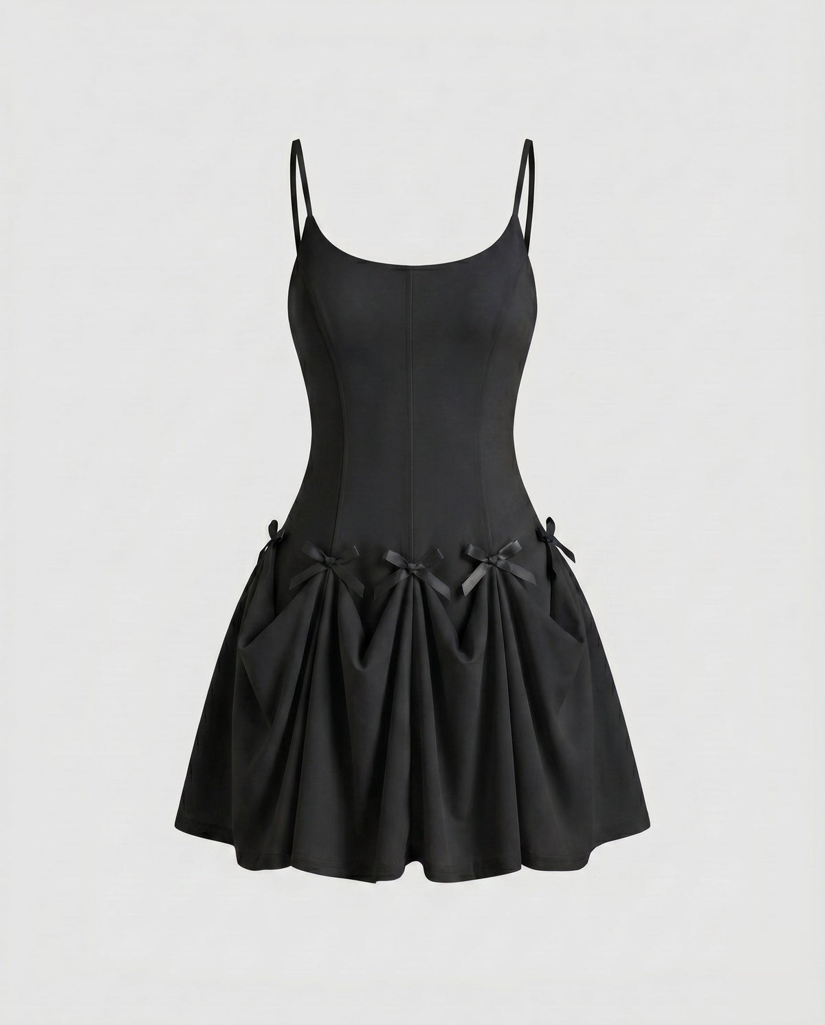 Women's playful chiffon dress with flowing skirt and elegant waistline - product shot