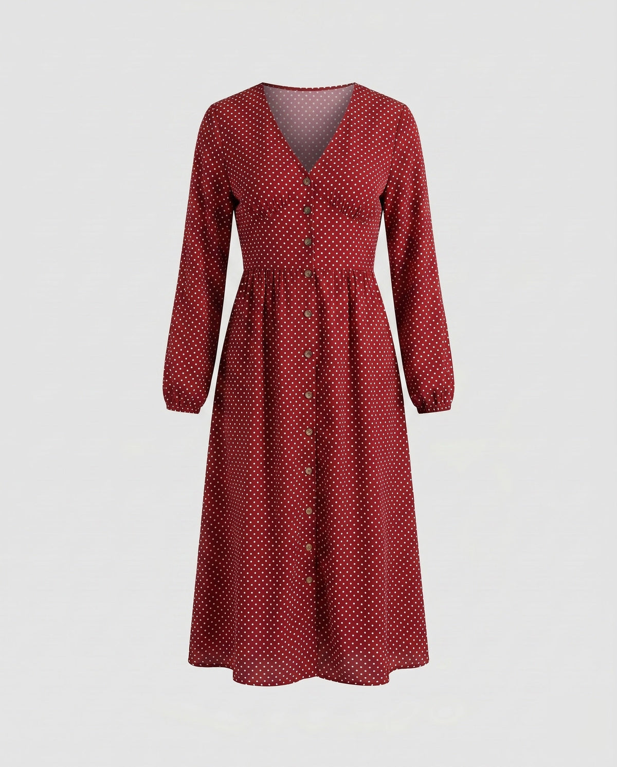 Women's blouse dress with elegant button details and high waist cut - product shot