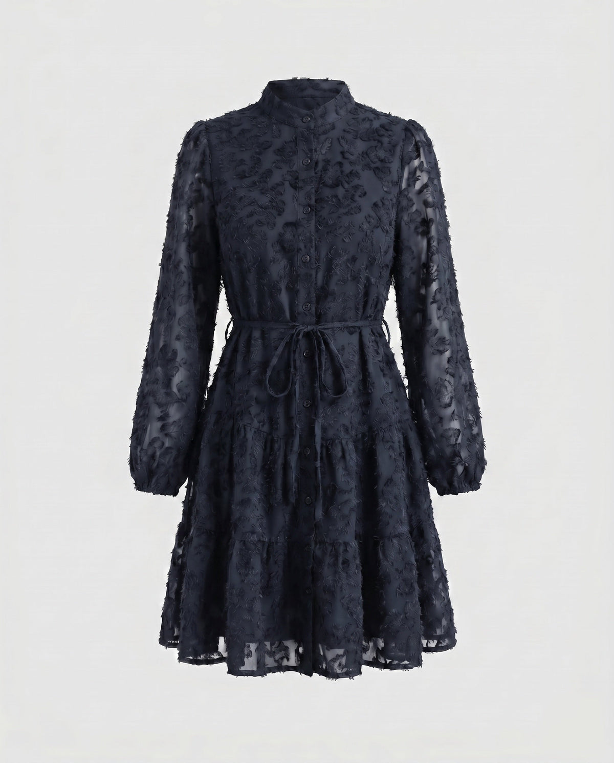 Women's blouse dress with pocket details and ruffled hem - product shot