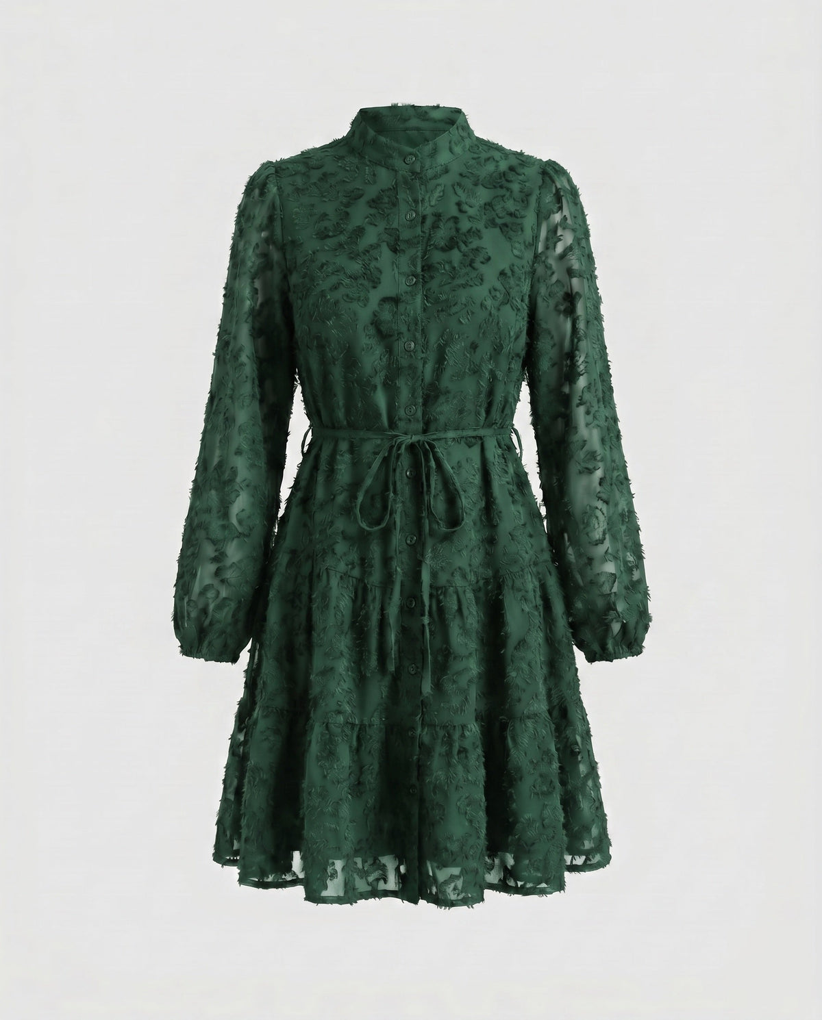 Women's blouse dress with pocket details and ruffled hem - product shot