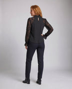 Women's blouse top with refined lace sleeves - back view