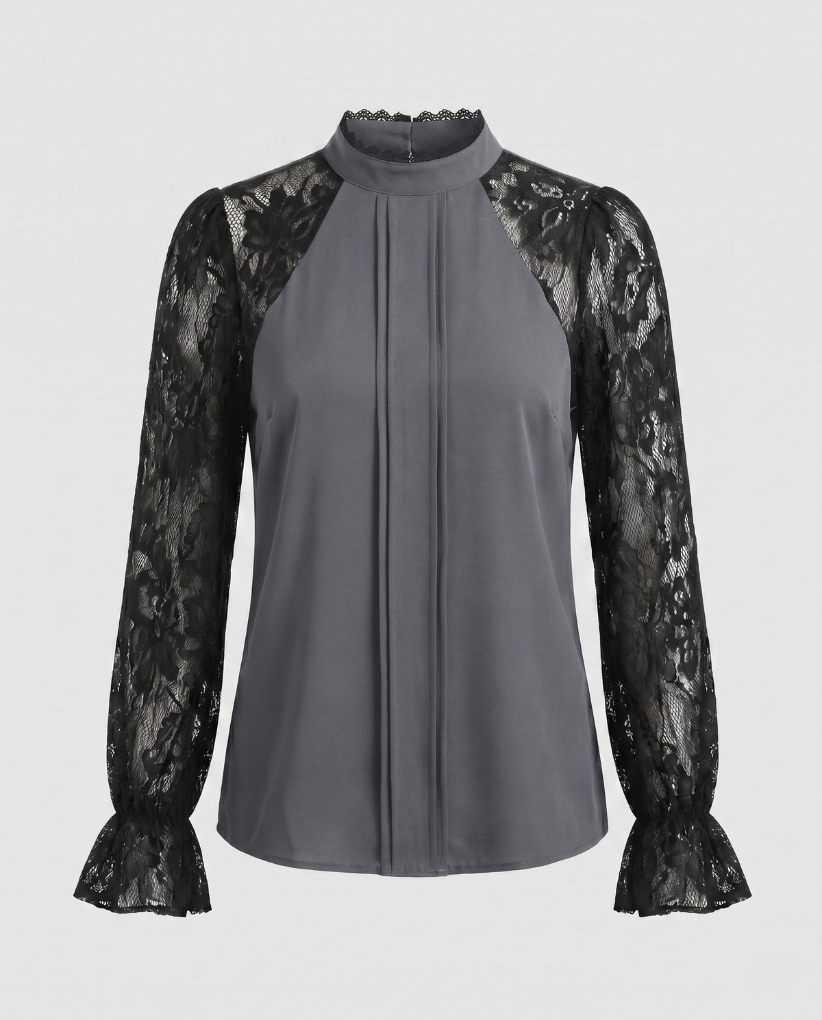 Women's blouse top with refined lace sleeves - product shot
