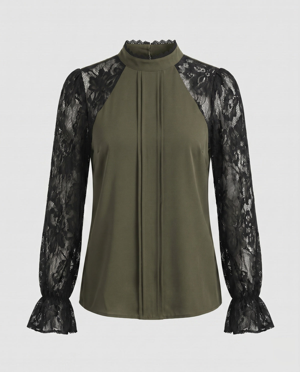Women's blouse top with refined lace sleeves - product shot
