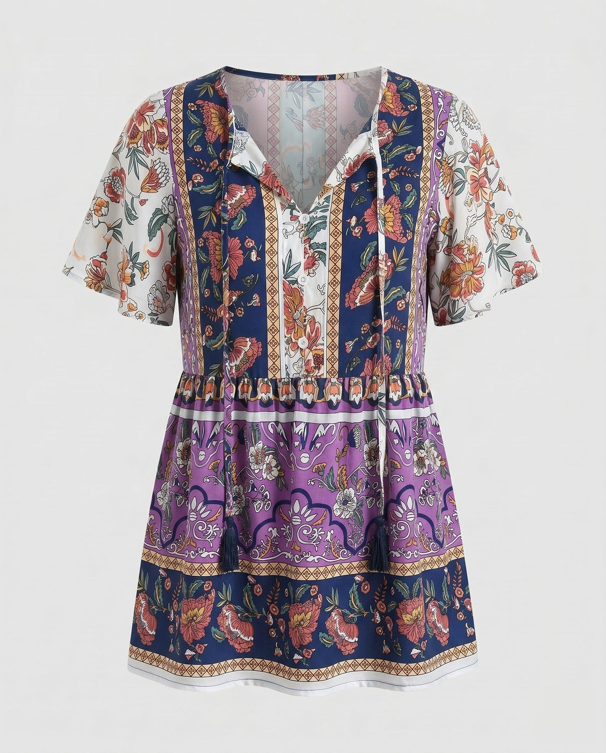 Women's blouse shirt with floral pattern and casual cut - product shot