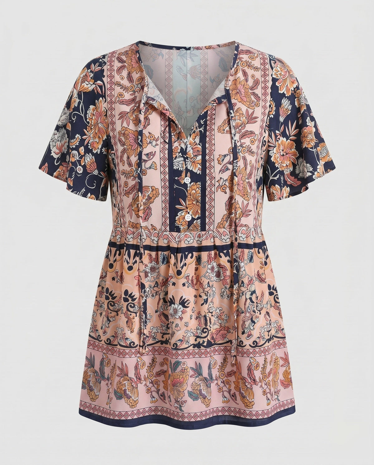 Women's blouse shirt with floral pattern and casual cut - product shot