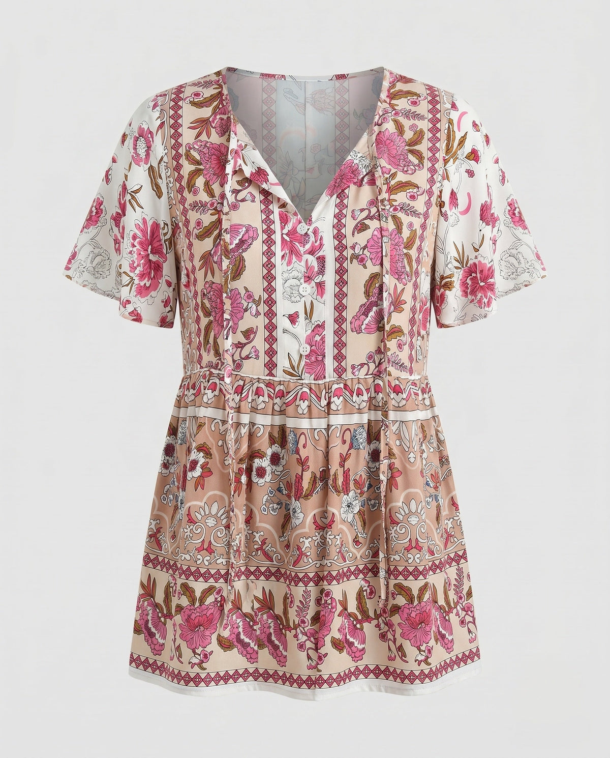 Women's blouse shirt with floral pattern and casual cut - product shot