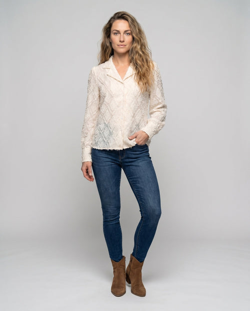 Ladies Elegant Blouse-Shirt with Structured Surface - front view