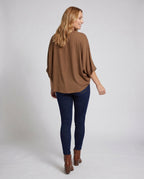 Women's casual blouse shirt with V-neck and slit sleeves - back view
