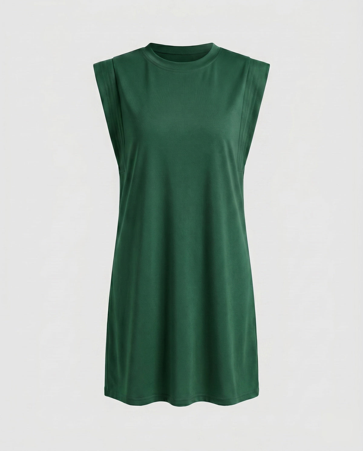 Women's casual T-shirt dress with sleeveless cut and elegant minimalist design - product shot
