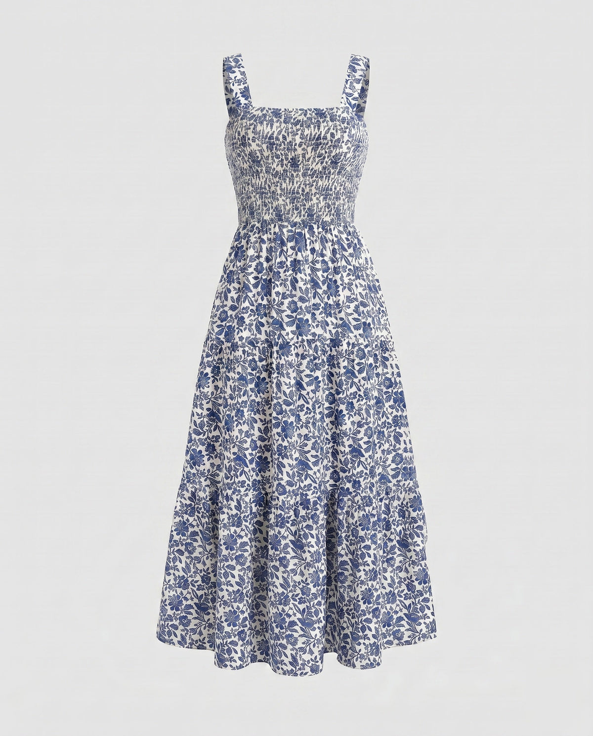 Women's airy maxi dress with floral patterns and ruffles - product shot