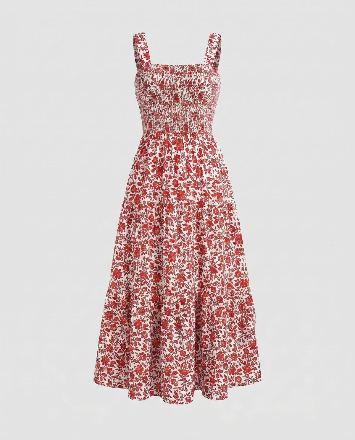 Women's airy maxi dress with floral patterns and ruffles - product shot