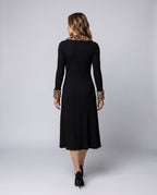 Women's midi dress with animal collar - back view