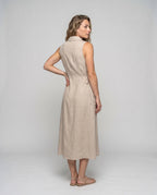 Women’s midi dress with a tailored fit and stylish button details - back view
