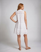 Women's summer blouse dress with fine embroidery and voluminous cut - back view