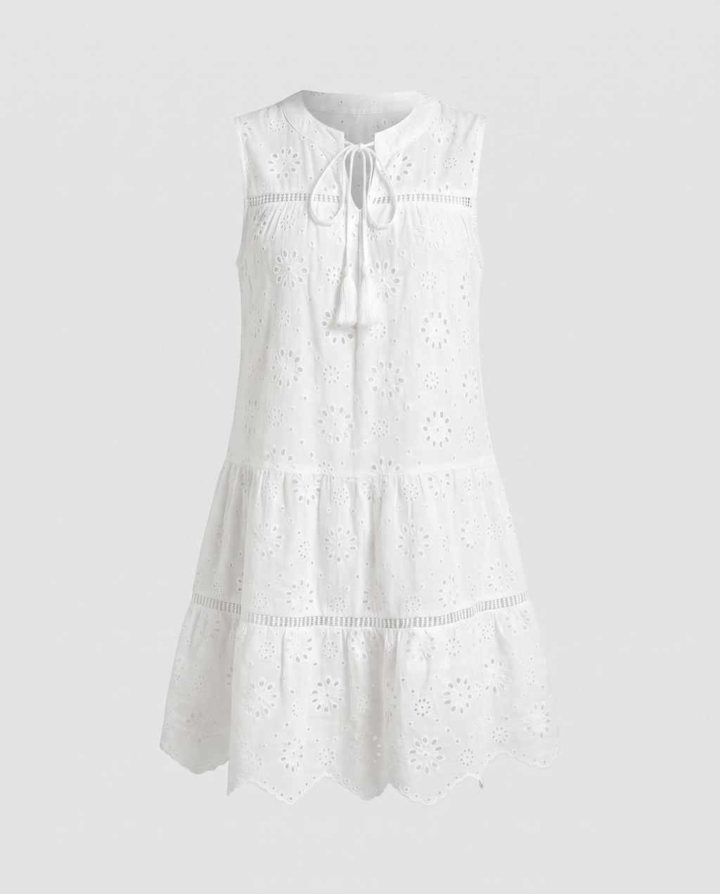Women's summer blouse dress with fine embroidery and voluminous cut - product shot