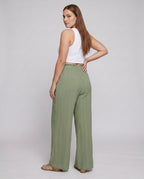 Women's Wide Palazzo Pants with Elastic Waistband - back view