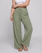 Women's Wide Palazzo Pants with Elastic Waistband - lower body view