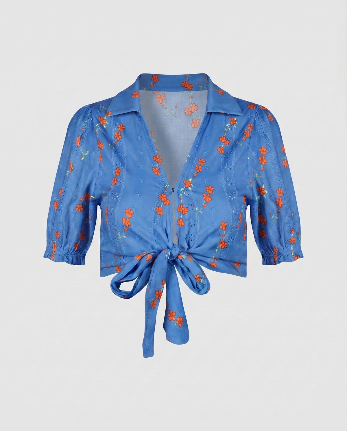 Women's Short Blouse Top with Playful Tie Design - product shot
