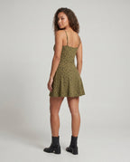 Women's Summer A-Line Dress with Adjustable Spaghetti Straps - back view