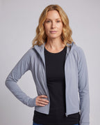 Women's sporty hoodie jacket with long sleeves and relaxed fit all fashion - upper body view