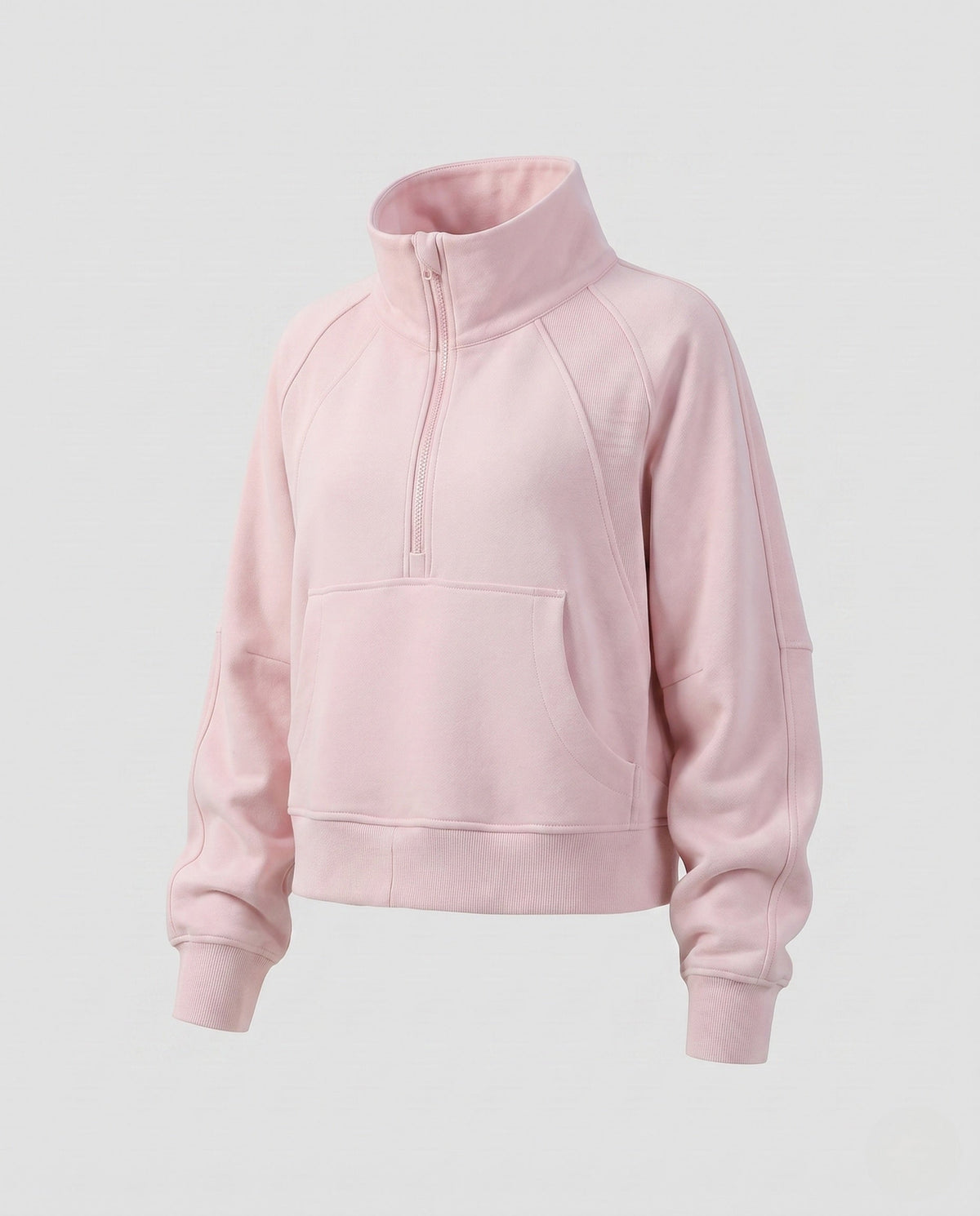 Ladies Sporty Cropped Hoodie with High Collar and Kangaroo Pocket All Fashion - product shot