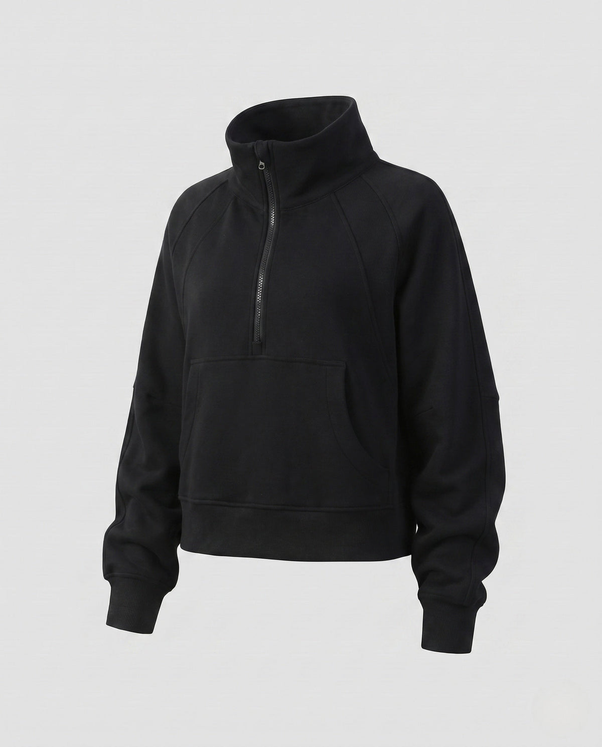 Ladies Sporty Cropped Hoodie with High Collar and Kangaroo Pocket All Fashion - product shot