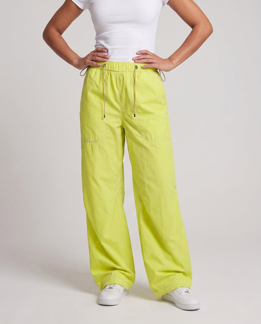 Ladies fashionable cargo pants with high wearing comfort and practical pockets - lower body view