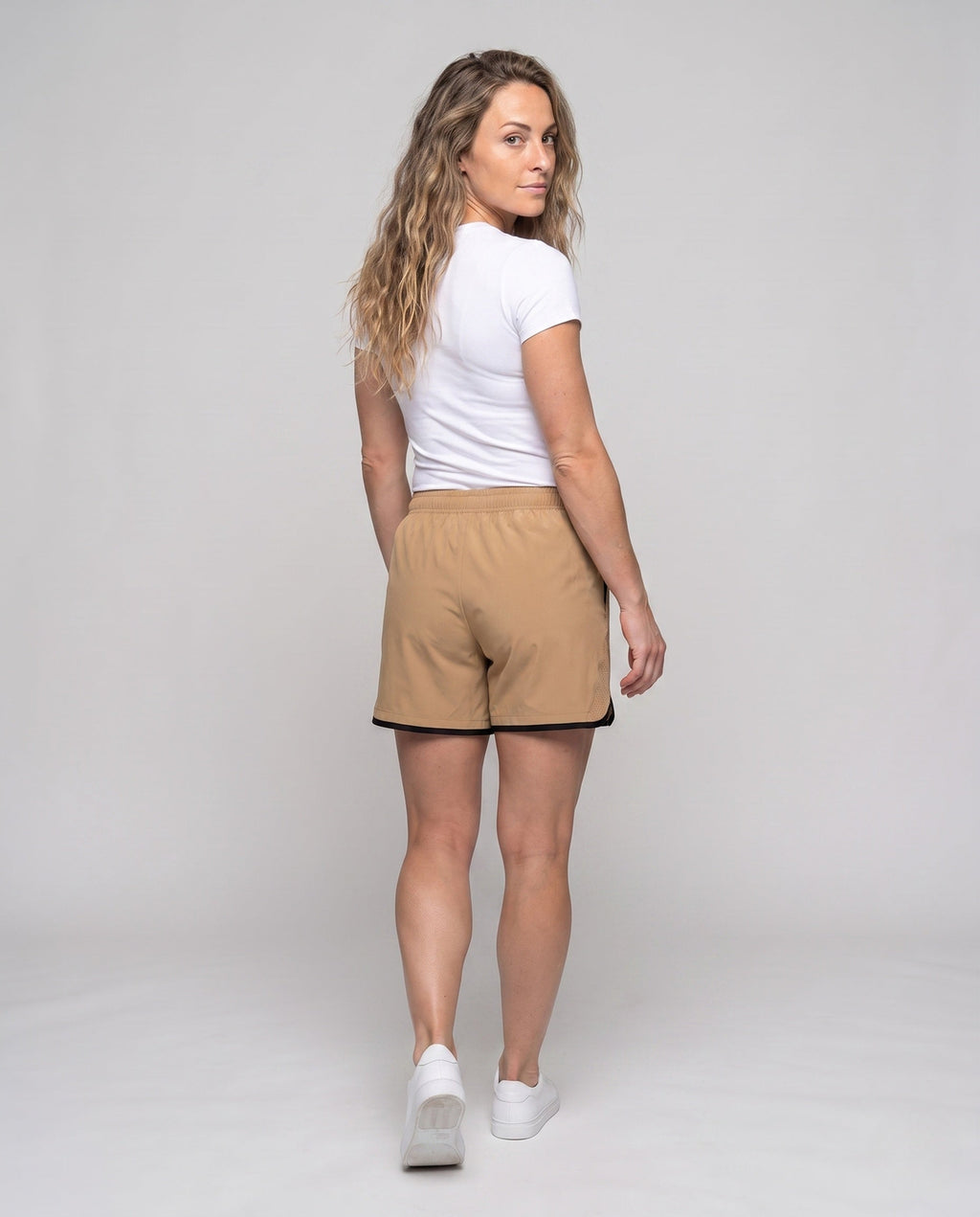 Ladies sporty breathable training shorts - back view