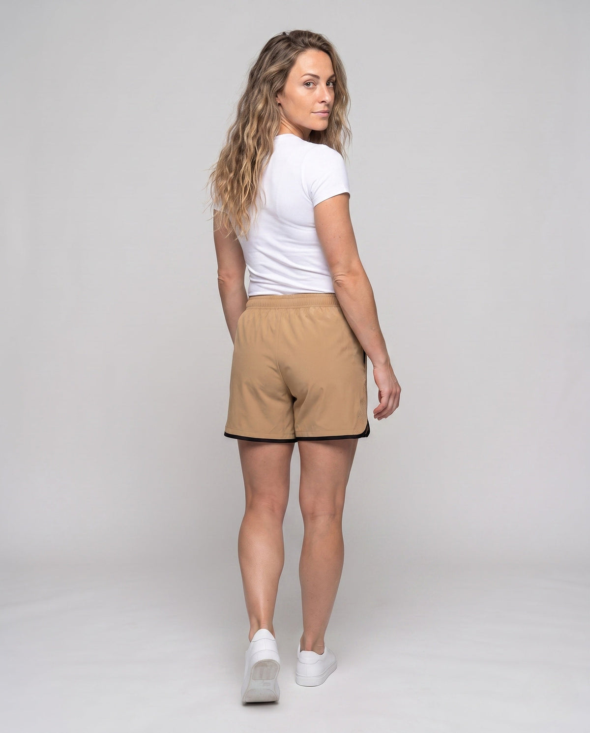 Ladies sporty breathable training shorts - back view