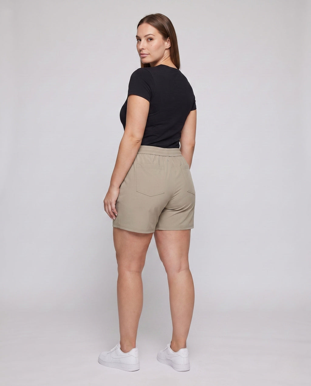 Women’s Sports Training Shorts with Elastic Waistband and Practical Pockets - back view
