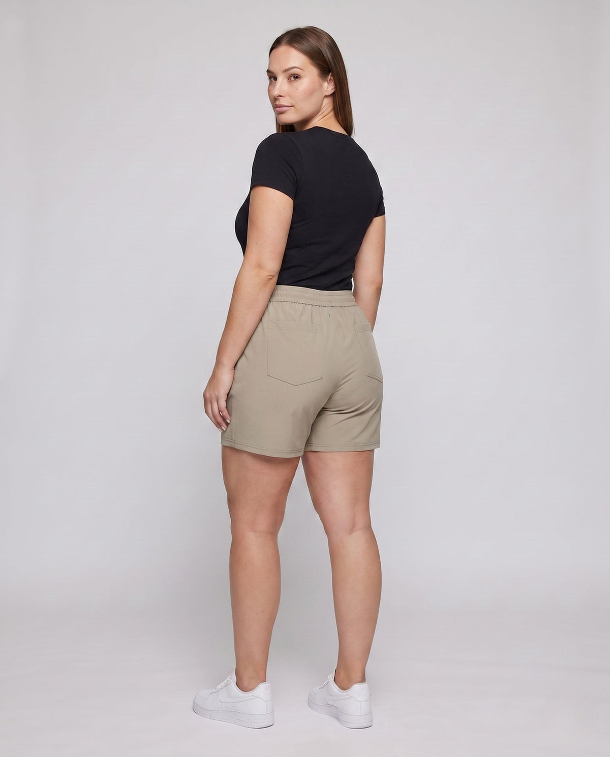 Women’s Sports Training Shorts with Elastic Waistband and Practical Pockets - back view