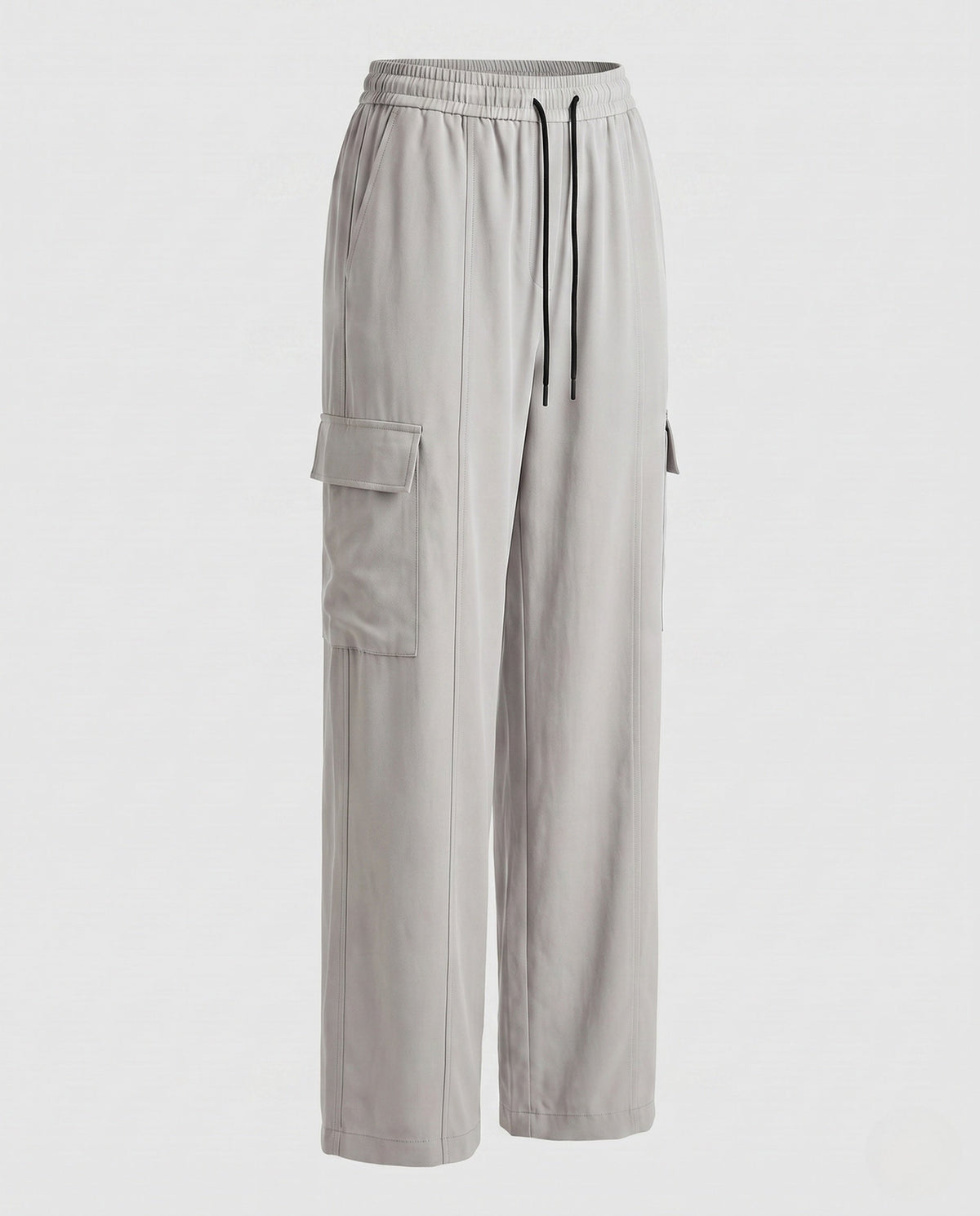 Ladies cargo pants with elastic waistband and practical pockets - product shot