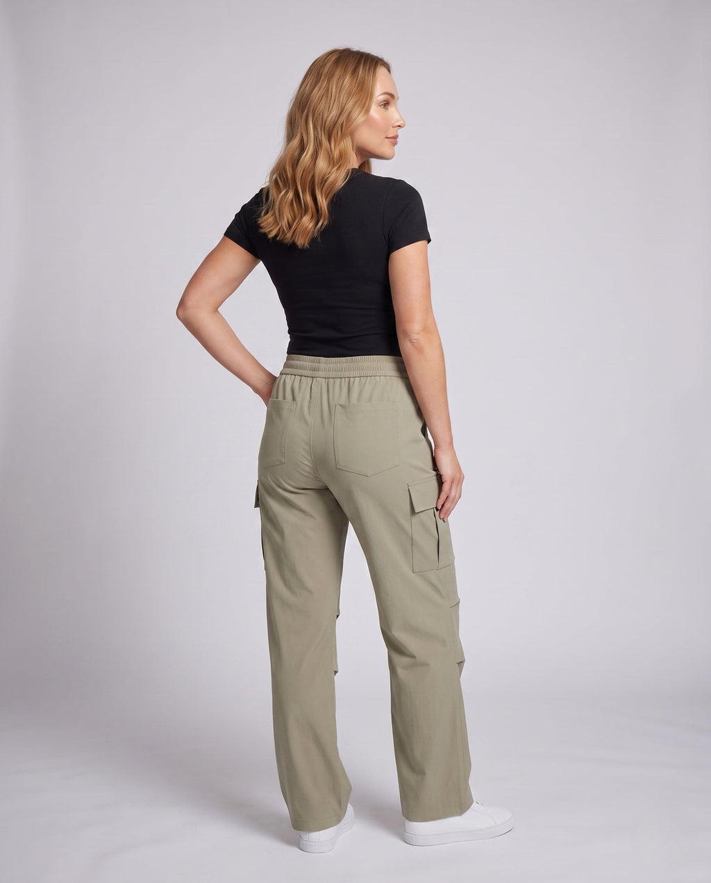 Women Cargo Pants with Practical Pocket Design - back view
