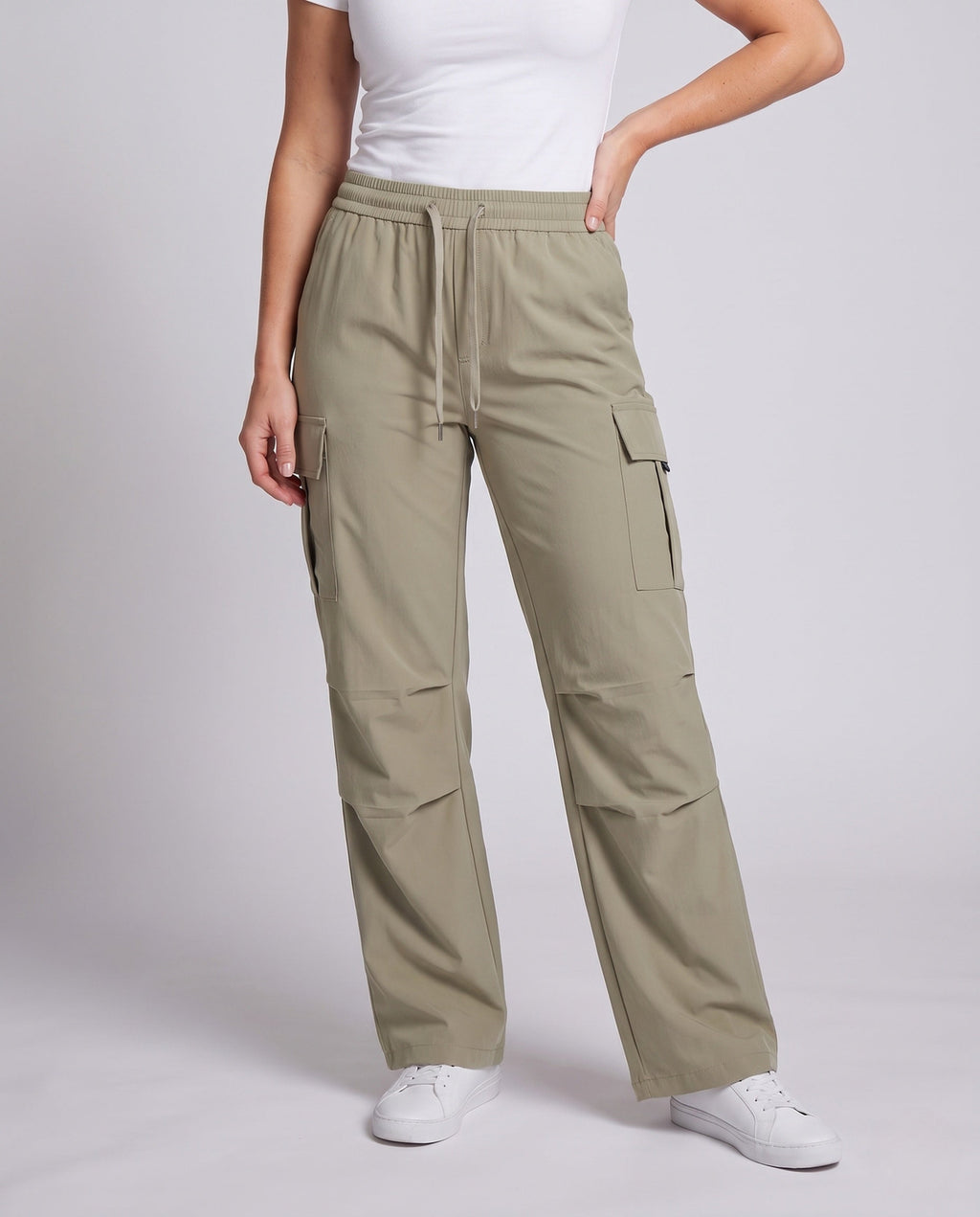 Women Cargo Pants with Practical Pocket Design - lower body view
