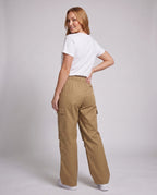 Ladies cargo pants with practical side pockets - back view