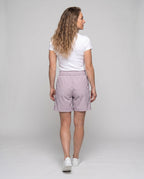 Women's casual leisure shorts with elastic waistband - back view
