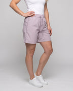 Women's casual leisure shorts with elastic waistband - lower body view