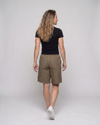 Women casual sports shorts with elastic waistband - back view