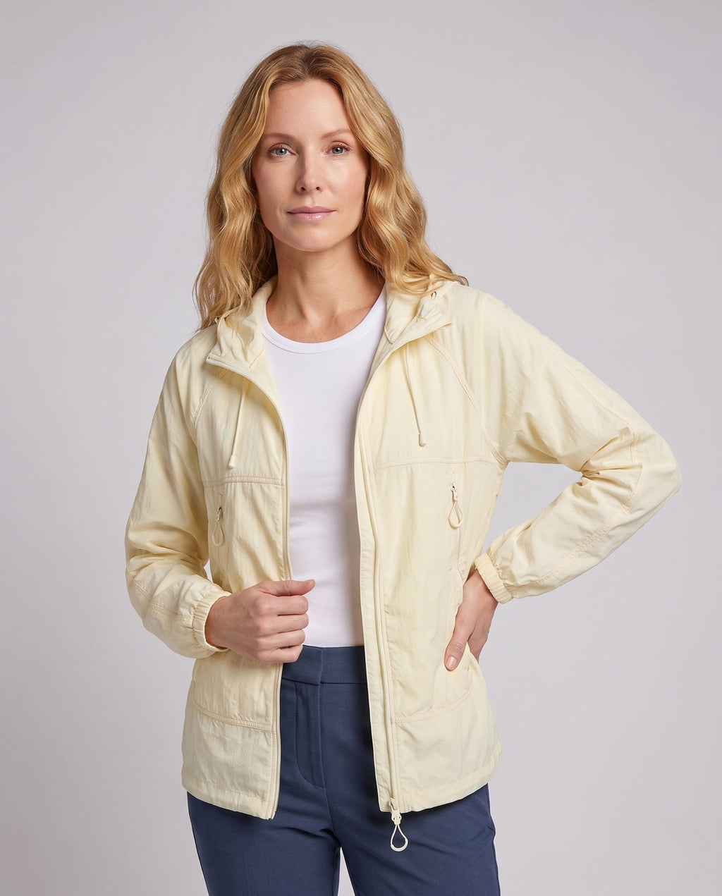 Ladies technical windbreaker with adjustable hood All Fashion - upper body view