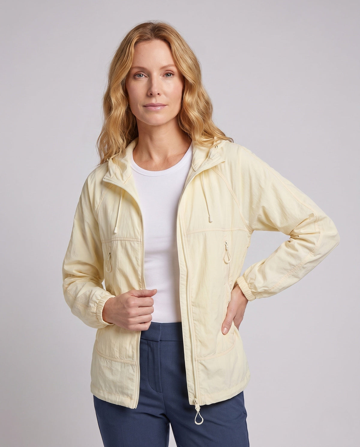 Ladies technical windbreaker with adjustable hood All Fashion - upper body view