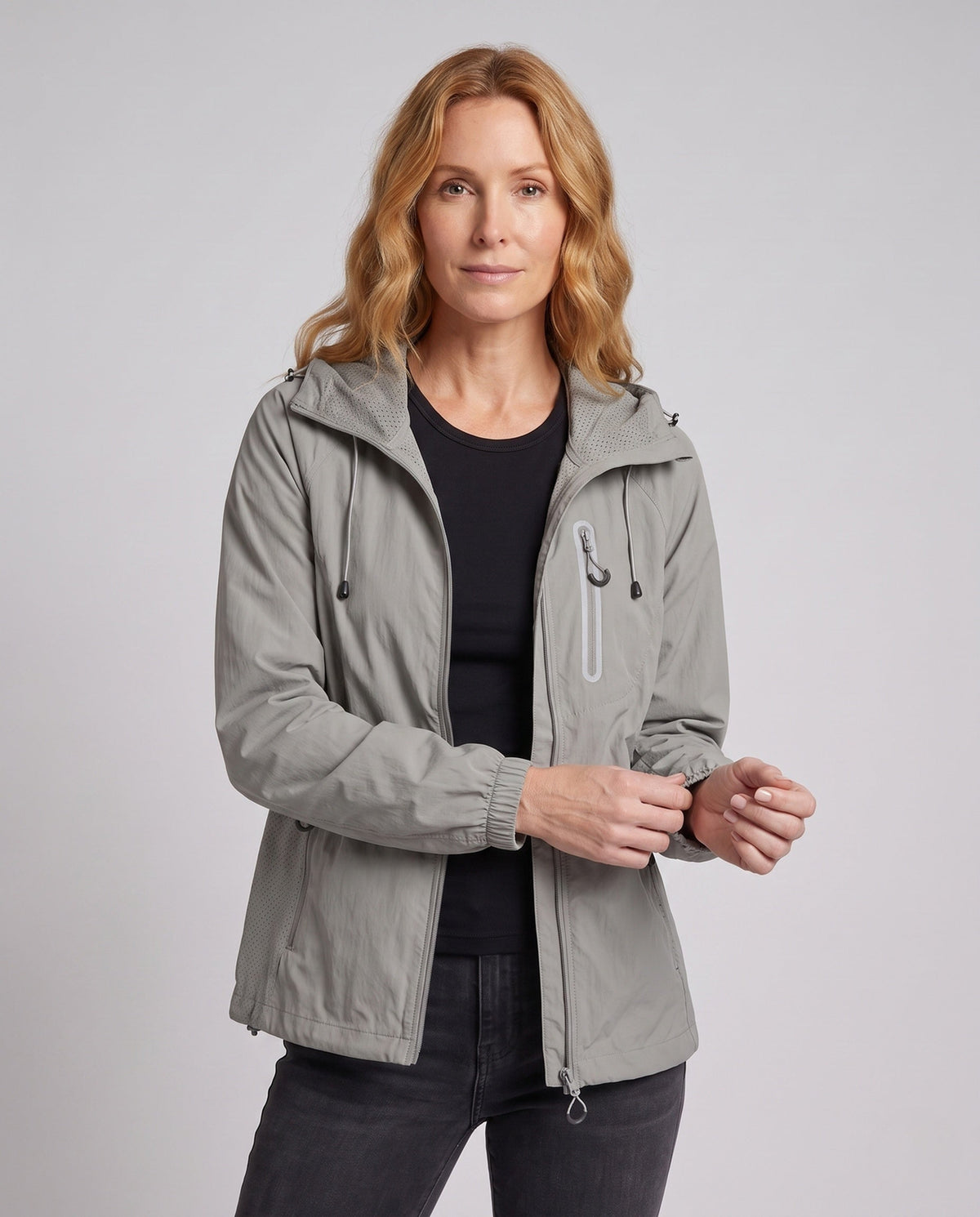 Women's ultra-light functional jacket with adjustable hood collar All Fashion - upper body view