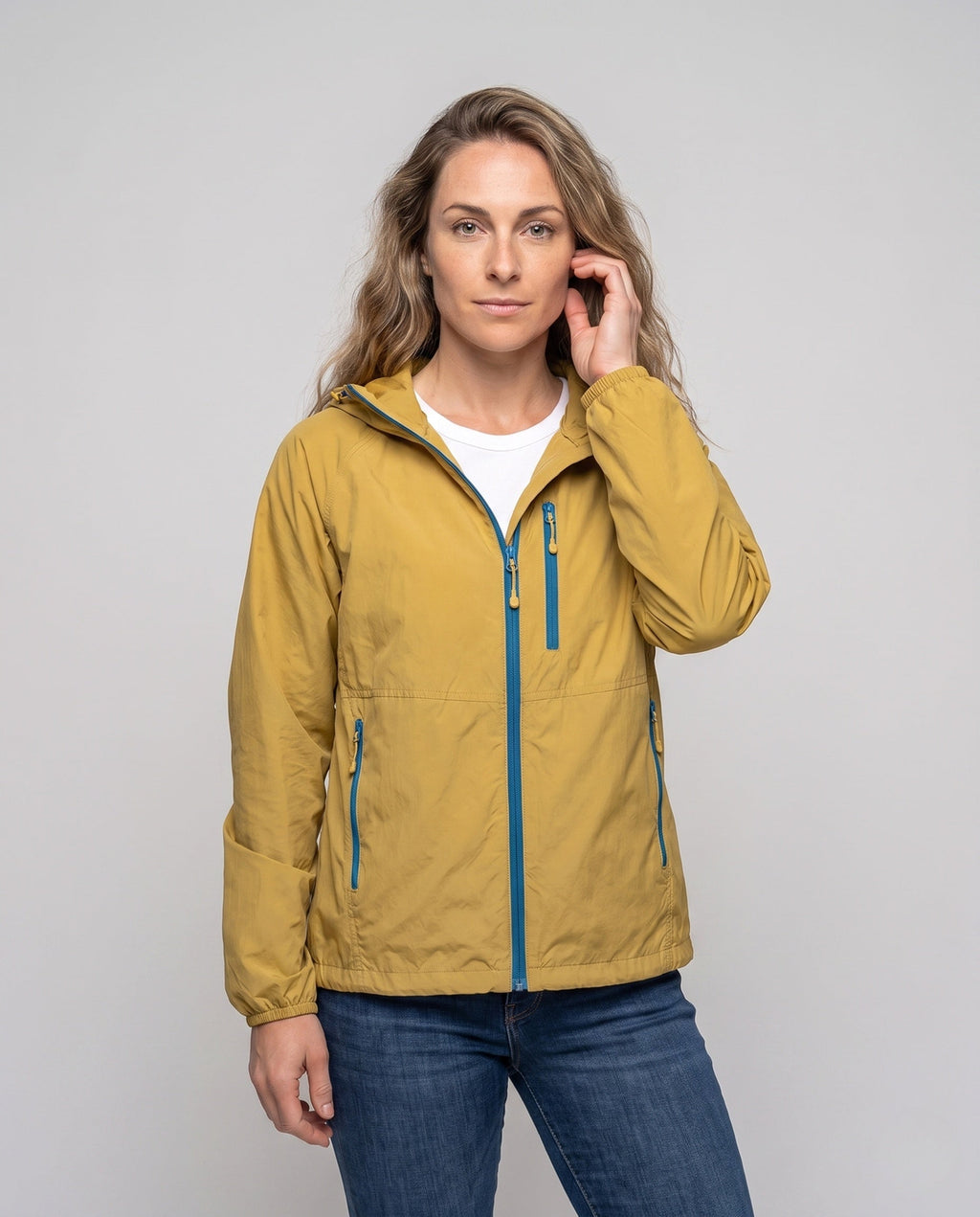 Women waterproof lightweight jacket with functional zipper pockets All Fashion - upper body view