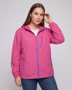 Women's Lightweight Outdoor Jacket with Adjustable Hood Area All Fashion - upper body view