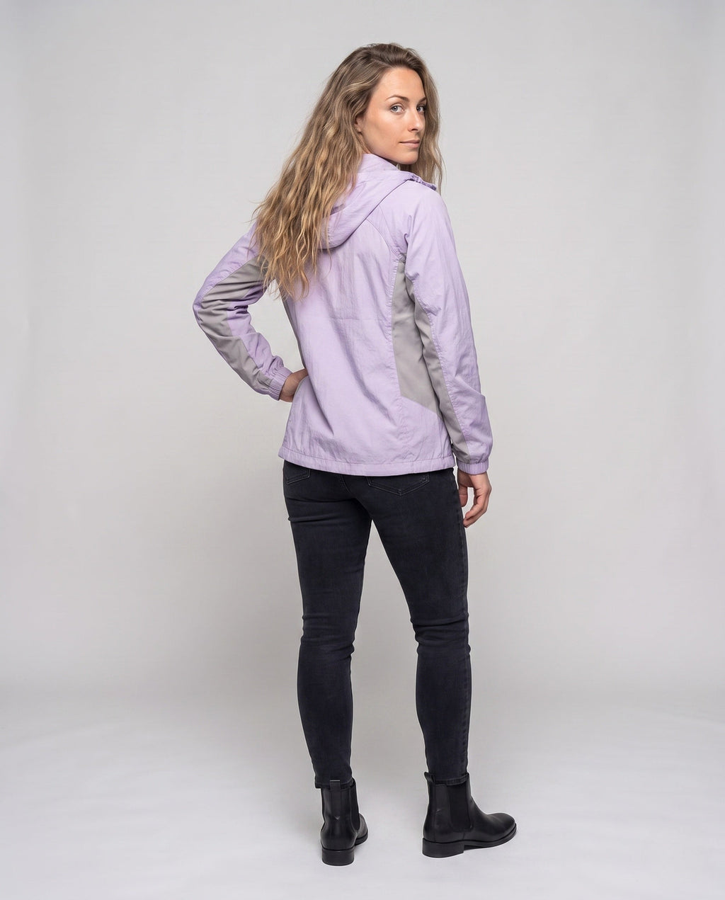 Women's Lightweight Sports Jacket with Adjustable Hood Area and Reflective Inserts All Fashion - back view