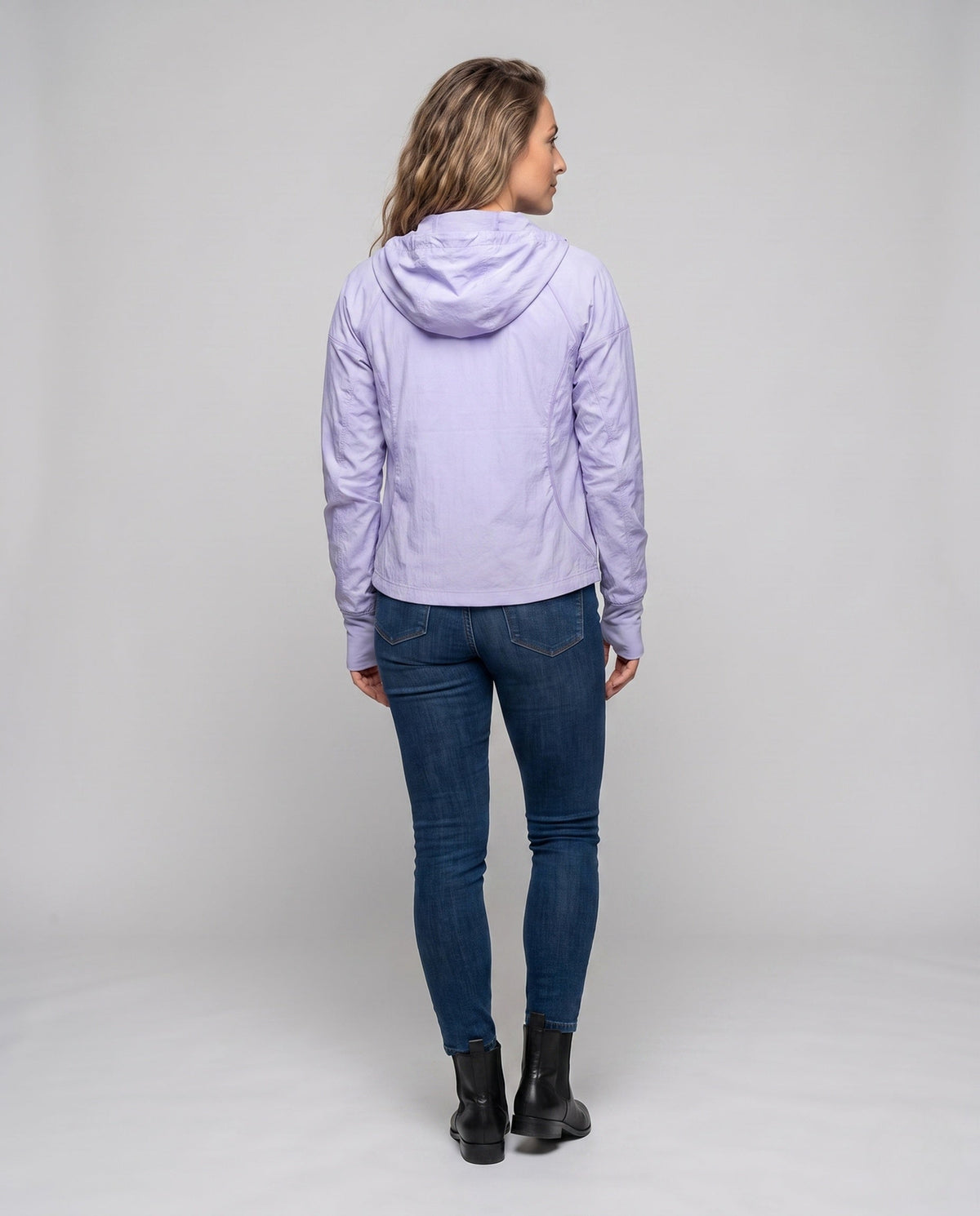 Women's Lightweight Windbreaker with Adjustable Hood All Fashion - back view