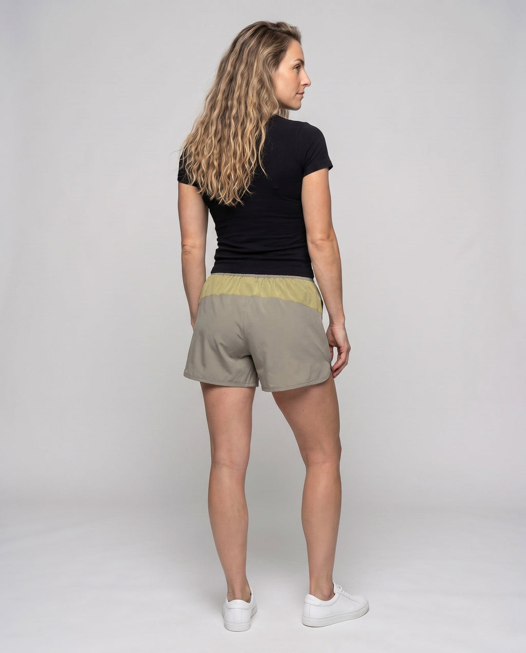 Women's Sporty Running Shorts with Integrated Compression Shorts - back view
